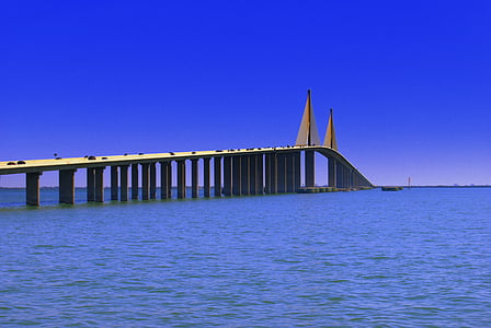 Bridge, hav, naturskjønne, infrastruktur, blå
