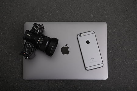 Jabłko, czarne i białe, biznes, kamery, komputera, urządzenia, Wyświetlacz