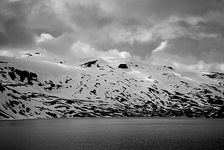 neu, núvols, muntanya, Noruega