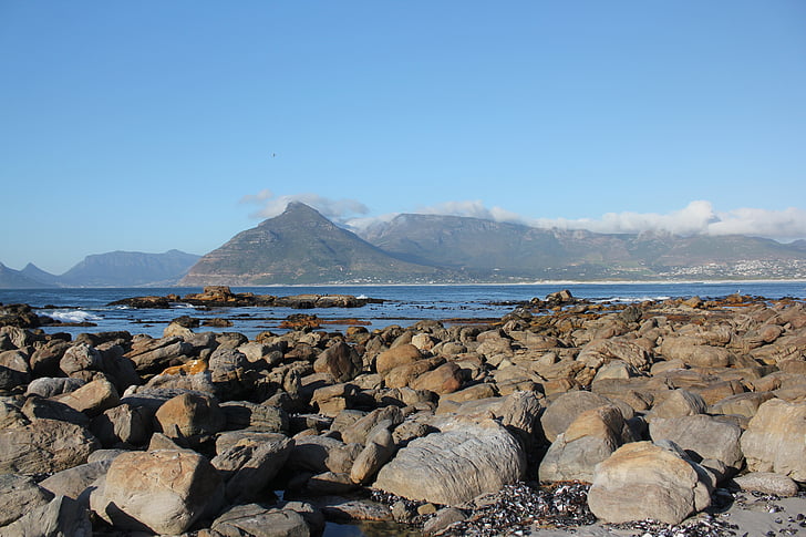skały, morze, góry, southafrica, Capetown, niebo, Ocean