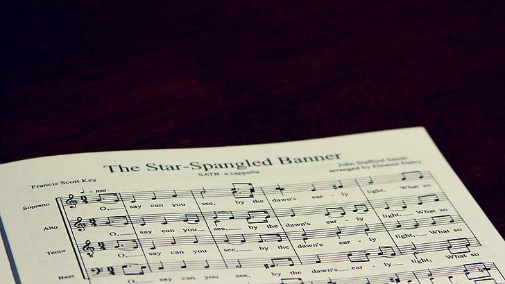 musiknoter, nationalsången, anteckningar, notblad, The Star - Spangled Banner
