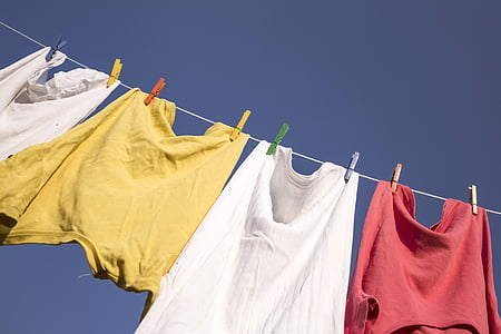 washing, blue sky, clothes, clothing, laundry, hanging