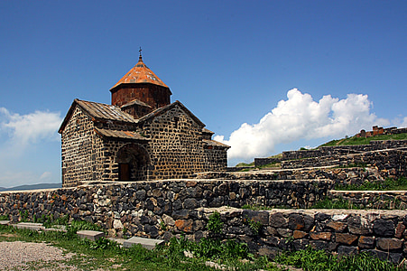 Armenia, Sevan, klosteret, himmelen, fjell, arkitektur, historie