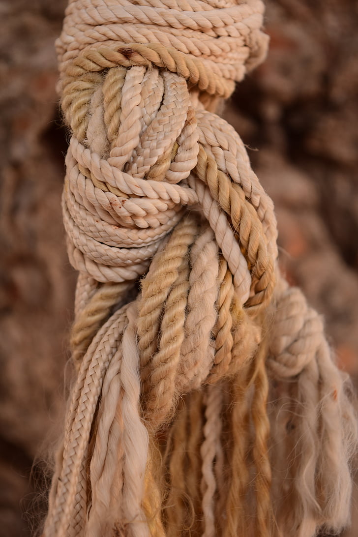 knot, rope, dew, knotted, cord, close, nature