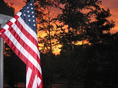 Прапор, американський прапор, Захід сонця, США, Америка, патріотична, незалежність