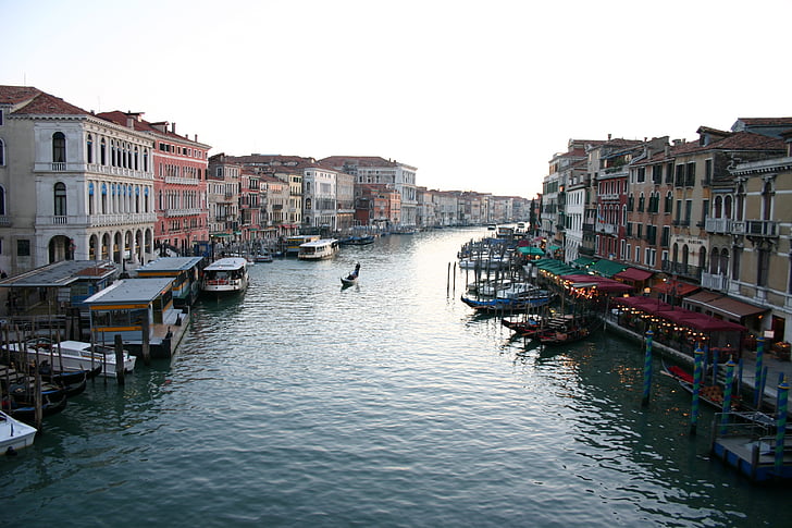 saluran, Venesia, besar saluran, gondola, Italia