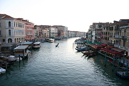 csatorna, Velence, nagy csatorna, gondolák, Olaszország