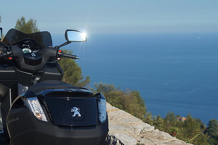 satelis, Peugeot, чорний видання, скутер, море, vacantion