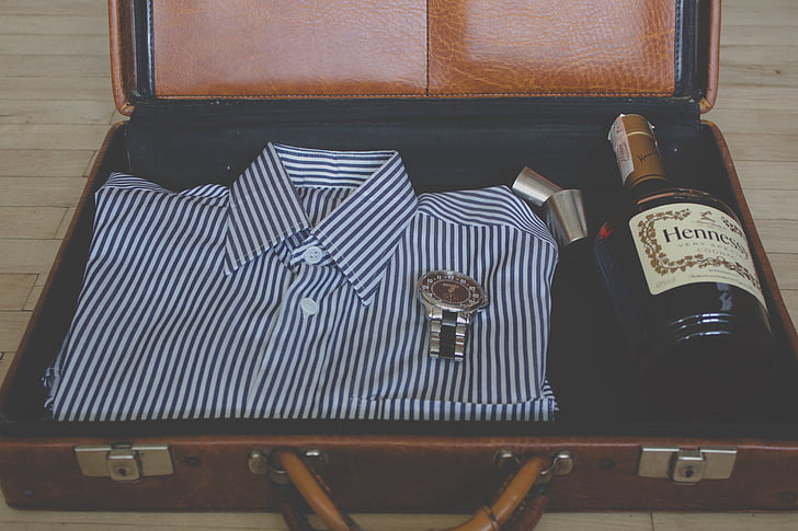 men, s, suitcase, glass, bottle, shirt, clothes