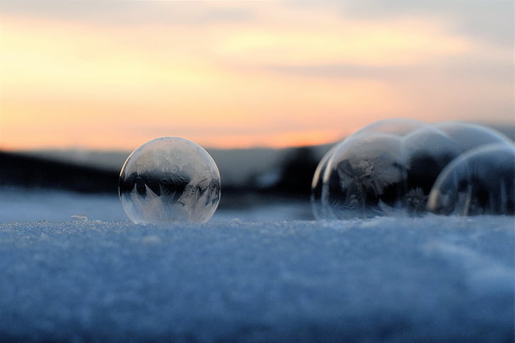 mýdlová bublina, zmrazené, zmrazená bubble, Zimní, eiskristalle, Zimní, chlad