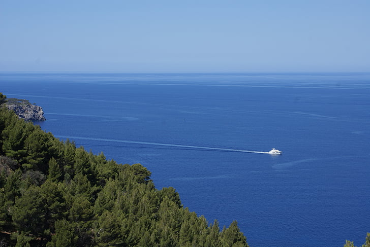 Mallorca, eltelt, boot, tenger, víz, rock