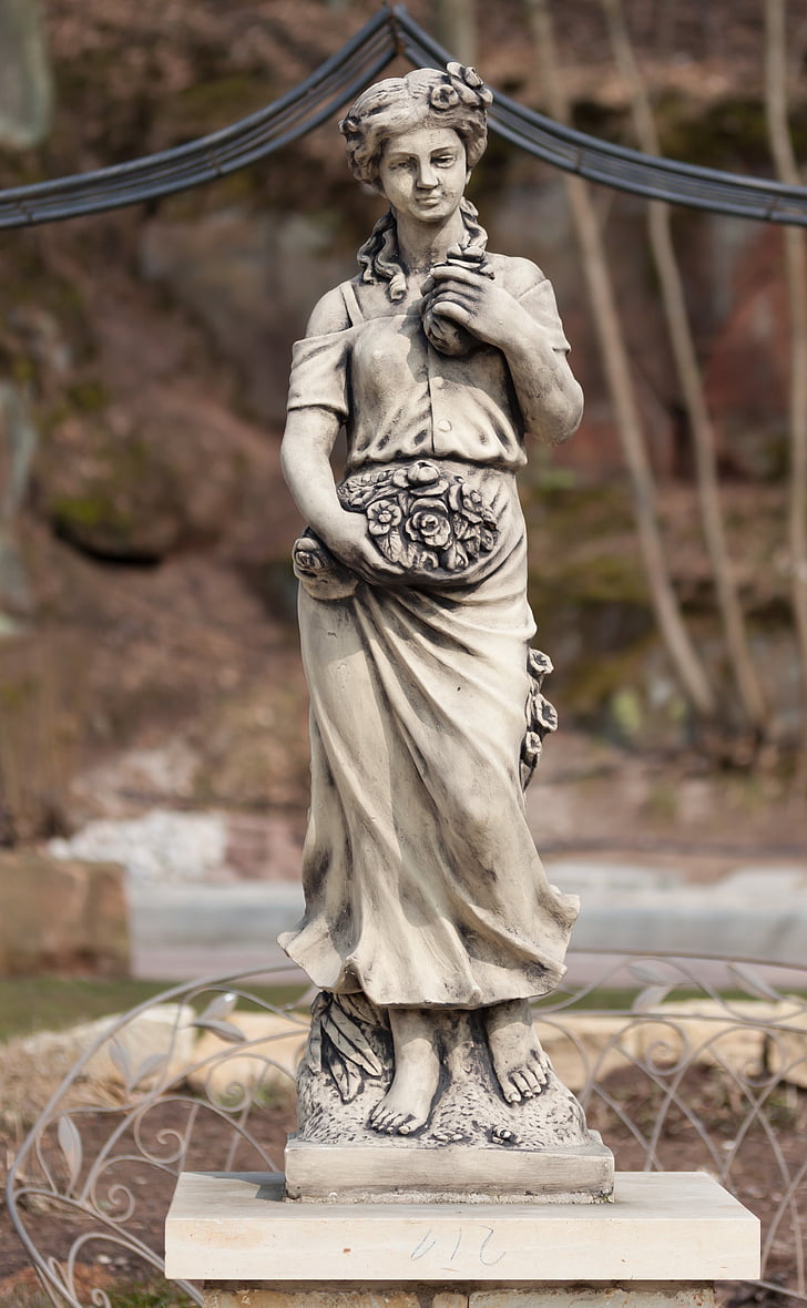 statue de marbre, statue de, femme, art, culture, antiquité, jardin