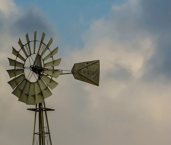 windmill, wheel, wind, weather, clouds, sky, water