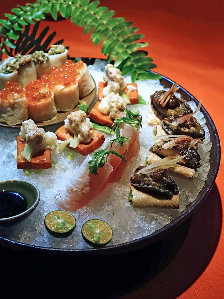 Sushi, moderné kuchyne, Seafoods, Reštaurácia, zdravé, ryby, Roe