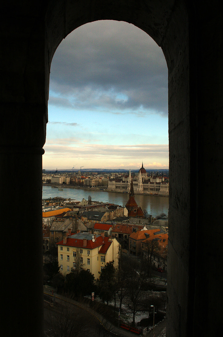 Budapest, torony, nézet, város, Duna, az Outlook, árnyék