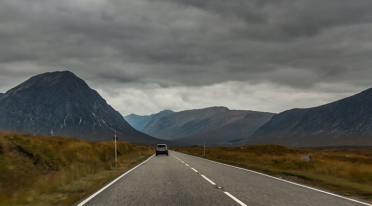 Škotska, Glencoe, priroda, put, auto, planine, zemlja