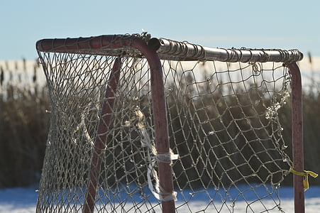 Hokej mreža, LED, ribnjak, Sport, Zima, na otvorenom, zamrznuta