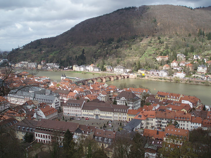 heidelberg, philosopher's path, neckar, cityscape, town, architecture, europe
