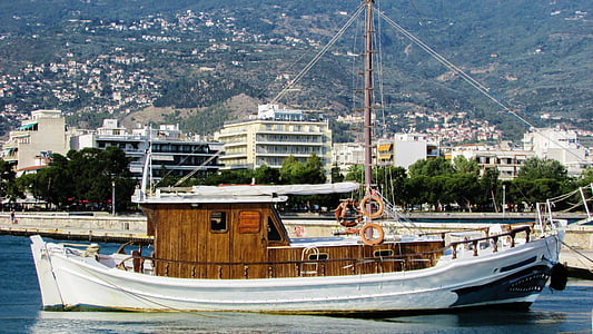 Görögország, Volos, sétány, csónak, Thesszália, magnézia, rendeltetési hely