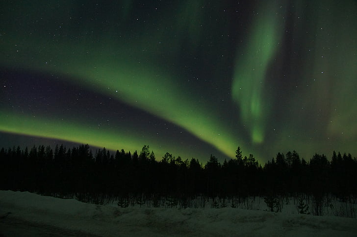 nordlys, Sverige, Lapland, stjerne - rummet, nat, aurora borealis, astronomi