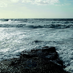 mare, onda, acqua, orizzonte, inondazione, Côte d'opale, Costa