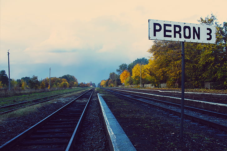 Peron, tracks, verdwijnen, herfst, rails, spoorwegen, PKP