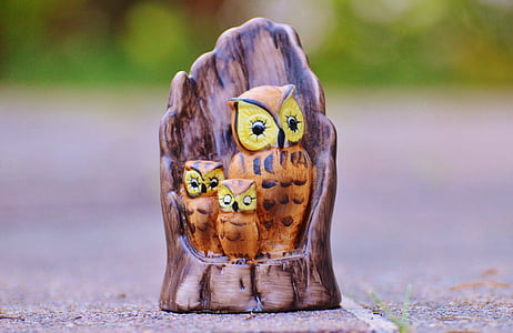 Owl, Mama, trẻ em, Ngọt ngào, Dễ thương, gốc cây, an ninh