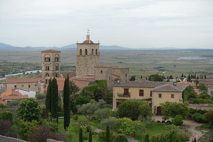 village, roofs, mediterranean, church, spire, architecture, spanish