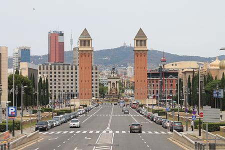 city, road, places of interest, building, alley, barcelona, spain