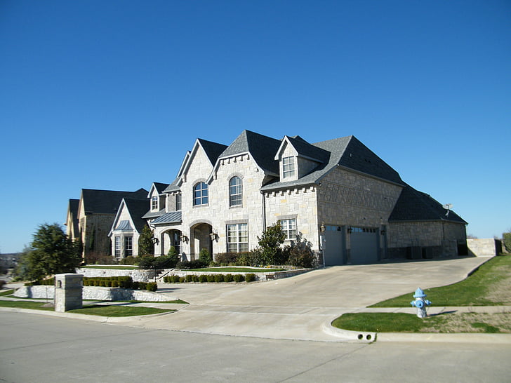 custom home, house, residence, blue sky, estate, mansion