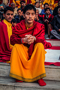 szerzetes, India, batiz panni, vallás, ima, meditáció, hit