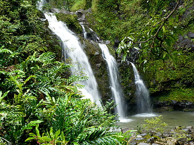 瀑布, 夏威夷, 热带, 自然, 岛屿, 风景名胜, 考艾岛