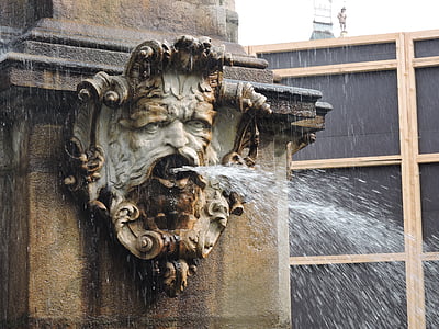 spout, water, fountain, czech budejovice, square, monument