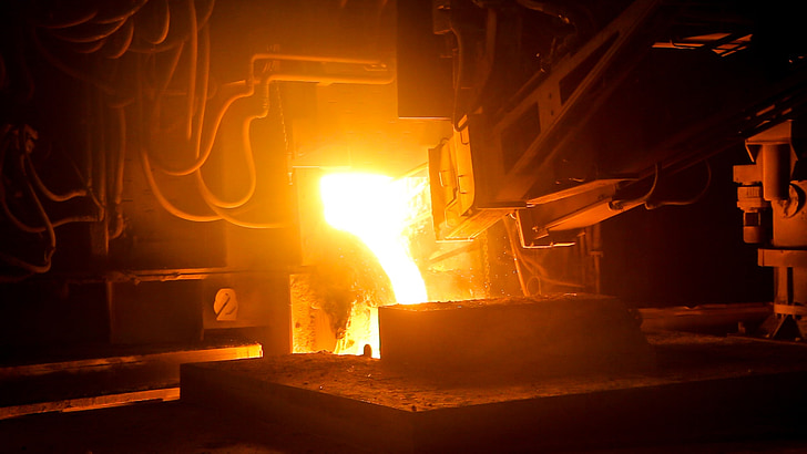 промишленост, стомана, желязо, доменни пещи, огън, течност, работници