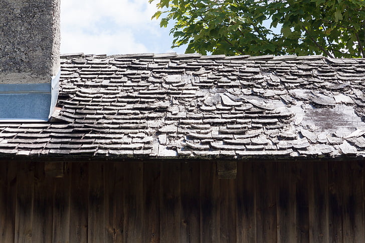 strehe, debelim, lesa, koča, preperele, Les skodle, arhitektura