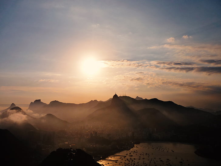 ηλιοβασίλεμα, Ρίο ντε Τζανέιρο, διάθεση, Outlook, ομίχλη, Βραζιλία, ομίχλη