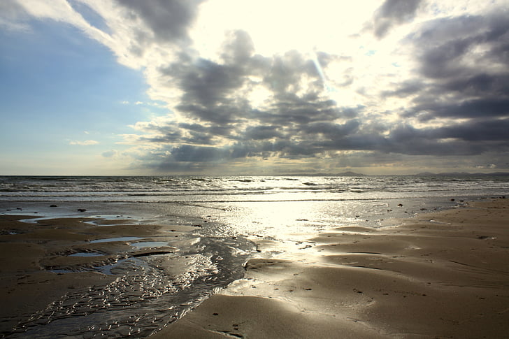 stand, sunset, sea, beach, nature, sand, sky