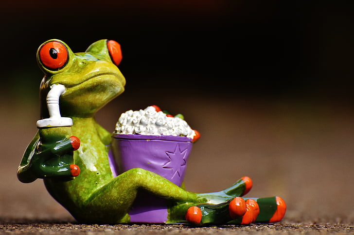 frog, cinema, popcorn, funny, cute, sweet, figure