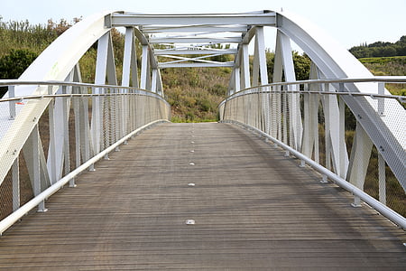 мост, магистрала, преминава, дървен материал, дървен мост, желязо, пейзаж