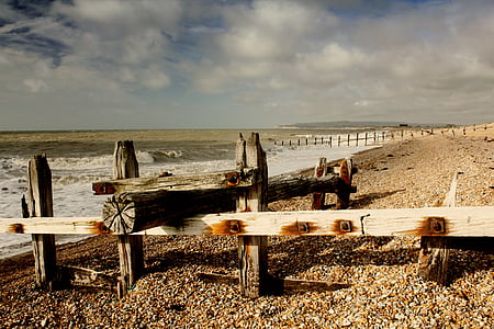 żyto, Sussex, Plaża, morze, Brzeg, piasek, Anglia