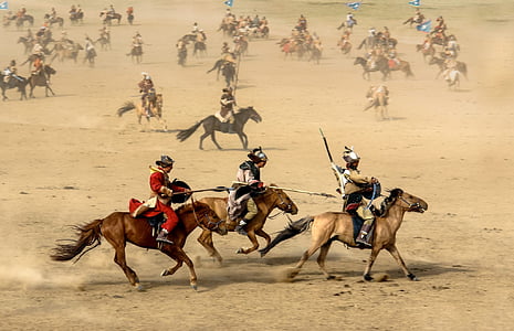 말, 몽골, 전사, 전쟁, 전투, 필드, 낙 타