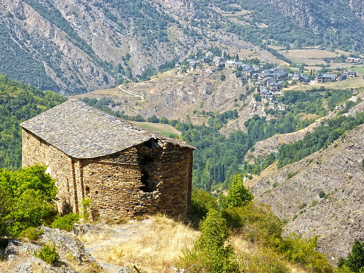 koplyčia Romaninis, griuvėsiai, pyrenee aikštė, Pallars sobirà, Burg, kraštovaizdžio