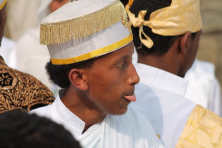 jeune, prêtre, orthodoxe, Éthiopie, Timkat, modèle, PORTRET
