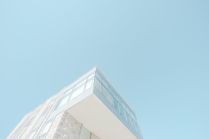 architecture, building, infrastructure, blue, sky, house, design