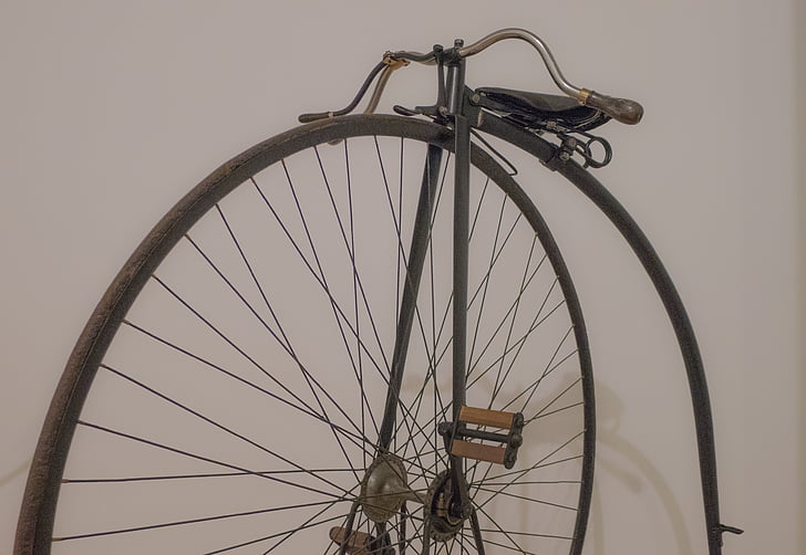 cykel, unicykel, gamle, vintage, pedaler, sadel, cykling