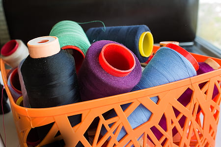 thread, yarn, roll, basket, needlework, background, krupnyj plan