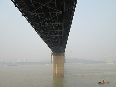 wuhan yangtze river bridge, building, the yangtze river
