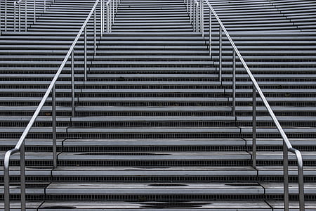 grey, repetition, stairs, metal, silver colored, pattern, steel