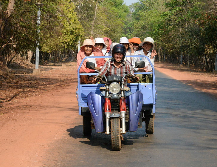 Kambodža, Khmerų, Motoroleris, Azija, atostogų, žmonės, motociklas