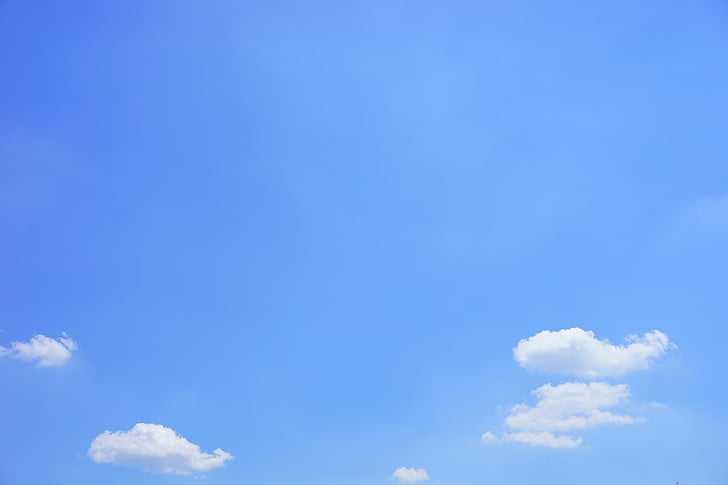 cel ennuvolat, núvols, Cumulus, núvols, dia d'estiu, cel, blau